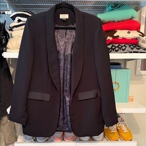Anthropologie Black Open-Front Shawl Collar Blazer
